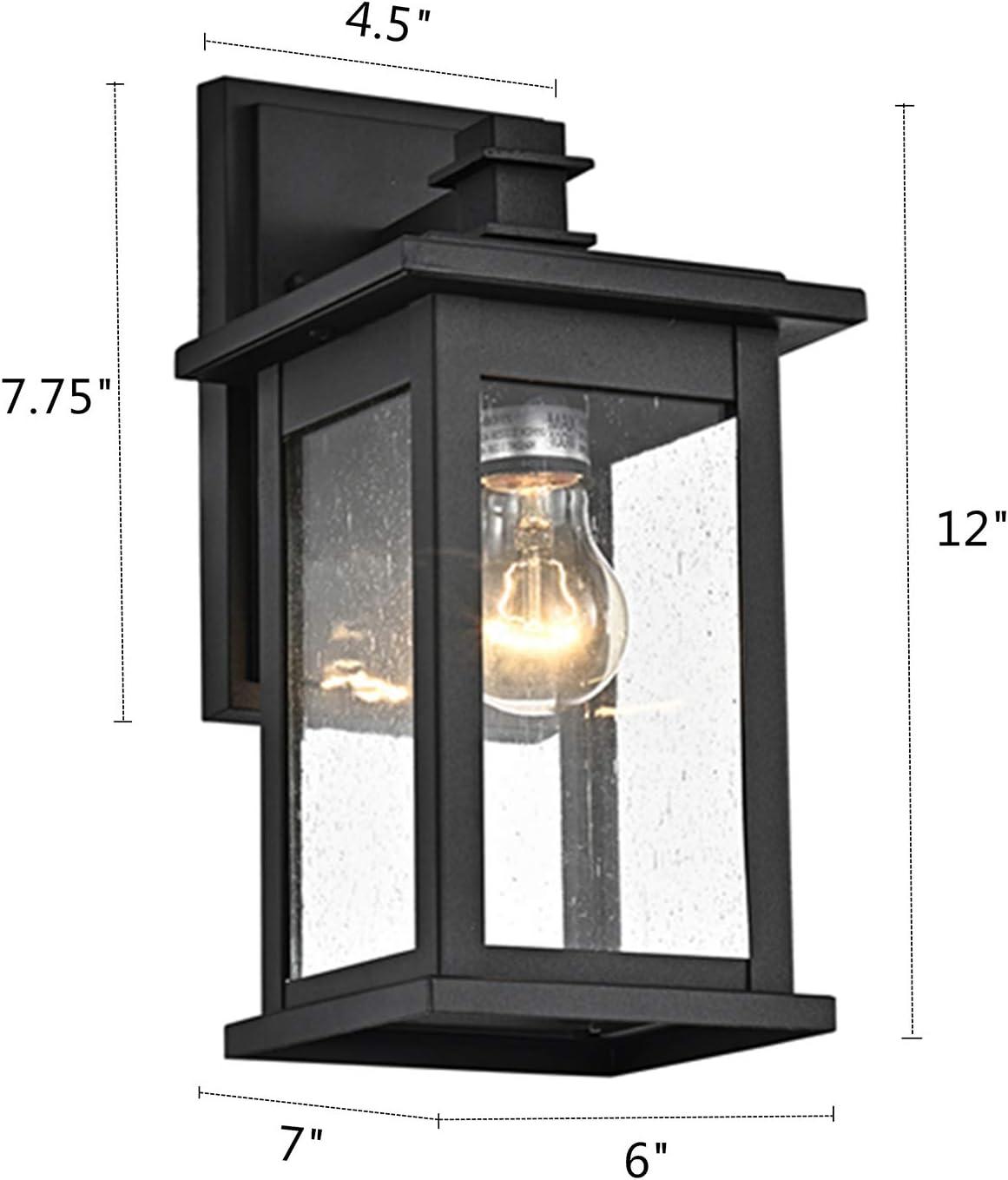 1 Light Transitional Square 12 Inch Outdoor Wall Lantern Matte Black Black Matte