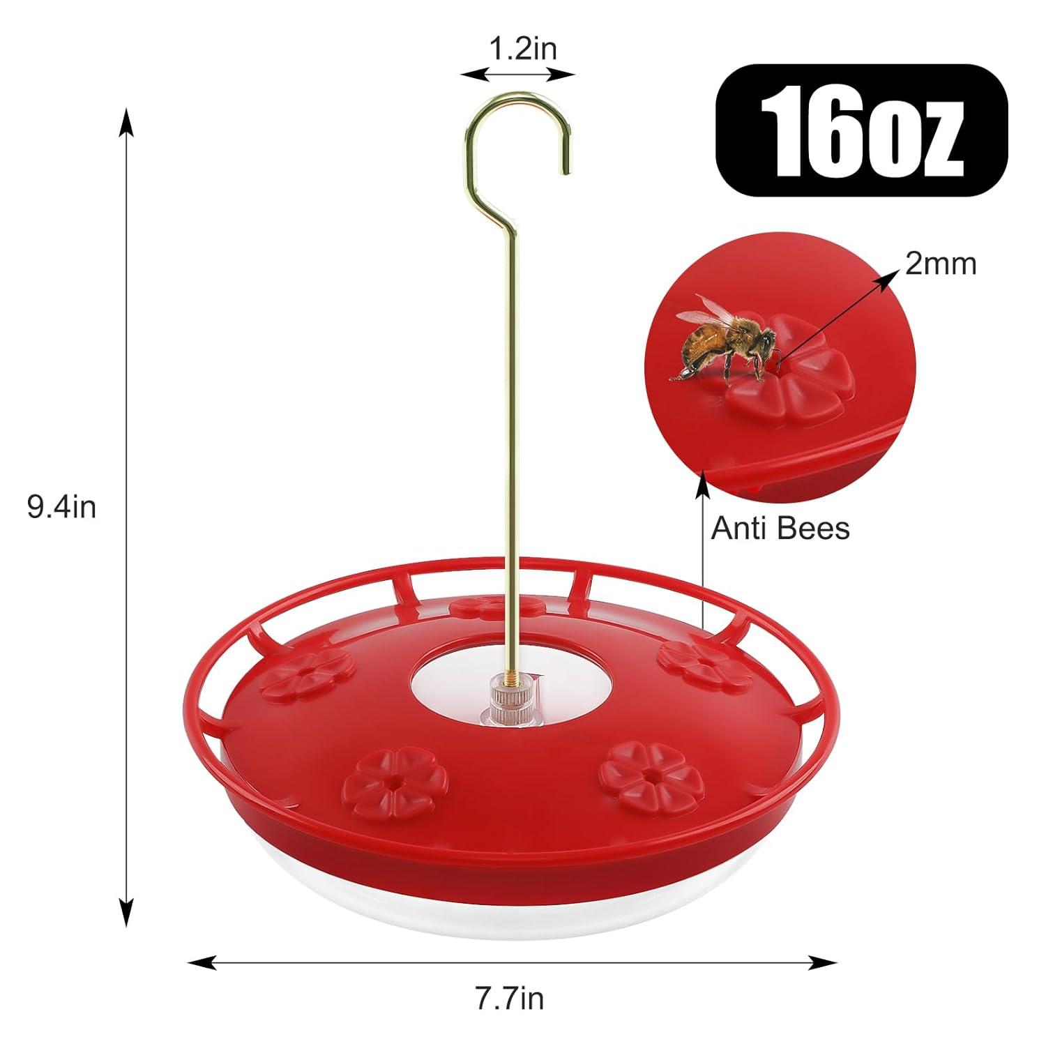 FEED GARDEN 2 Pack 16 OZ Hummingbird Feeders for Outdoor 5 Feeder Ports Ant Bee Proof Leak-Proof Cleaning Brushes Nectar Easy Clean Fill Bird Feeder for Garden Red Décor Gifts for Mom