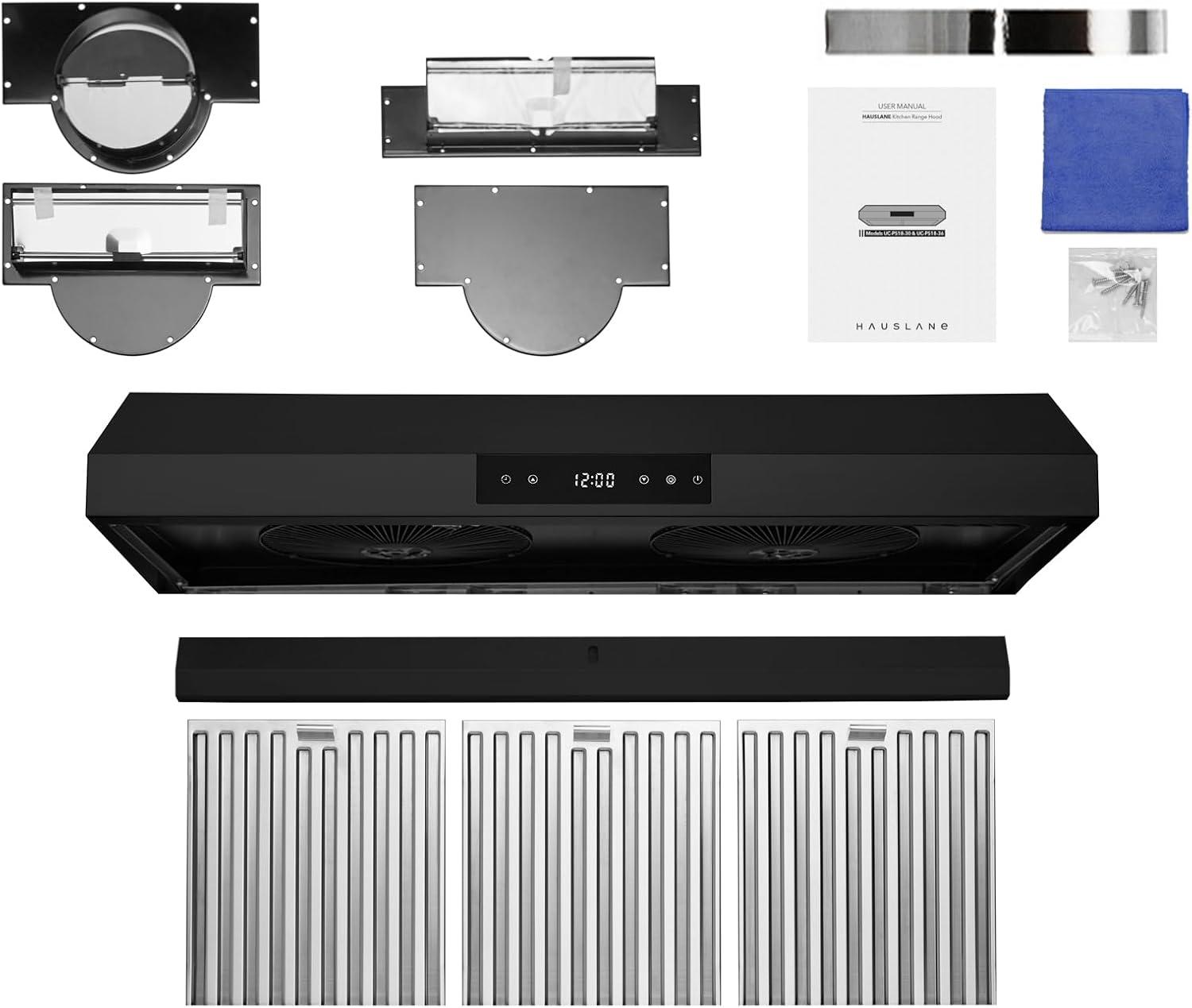 Hauslane Hauslane Range Hood 30 Inch - Under Cabinet Range Hood 30" Stainless Steel Kitchen Hood, Vent Hood 30 Inches, Stove Vent Hood for Kitchen, Vent Hoods 30 Inch with LED - Chef Series PS18 UC-PS18BSS-36