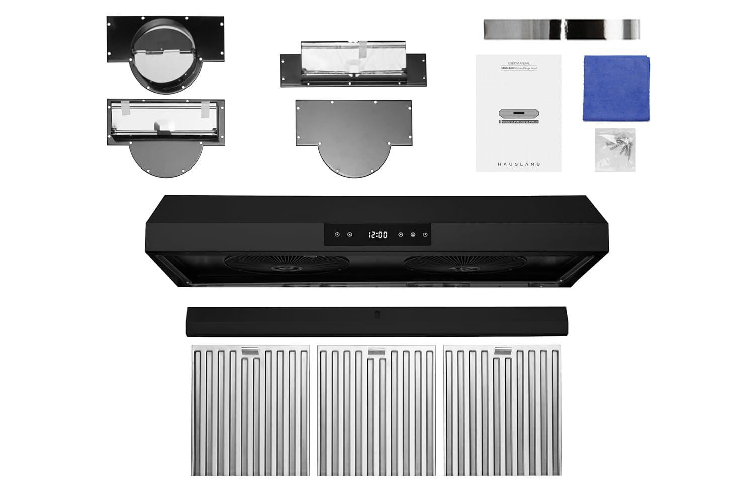 Hauslane Hauslane Range Hood 30 Inch - Under Cabinet Range Hood 30" Stainless Steel Kitchen Hood, Vent Hood 30 Inches, Stove Vent Hood for Kitchen, Vent Hoods 30 Inch with LED - Chef Series PS18 UC-PS18BSS-36