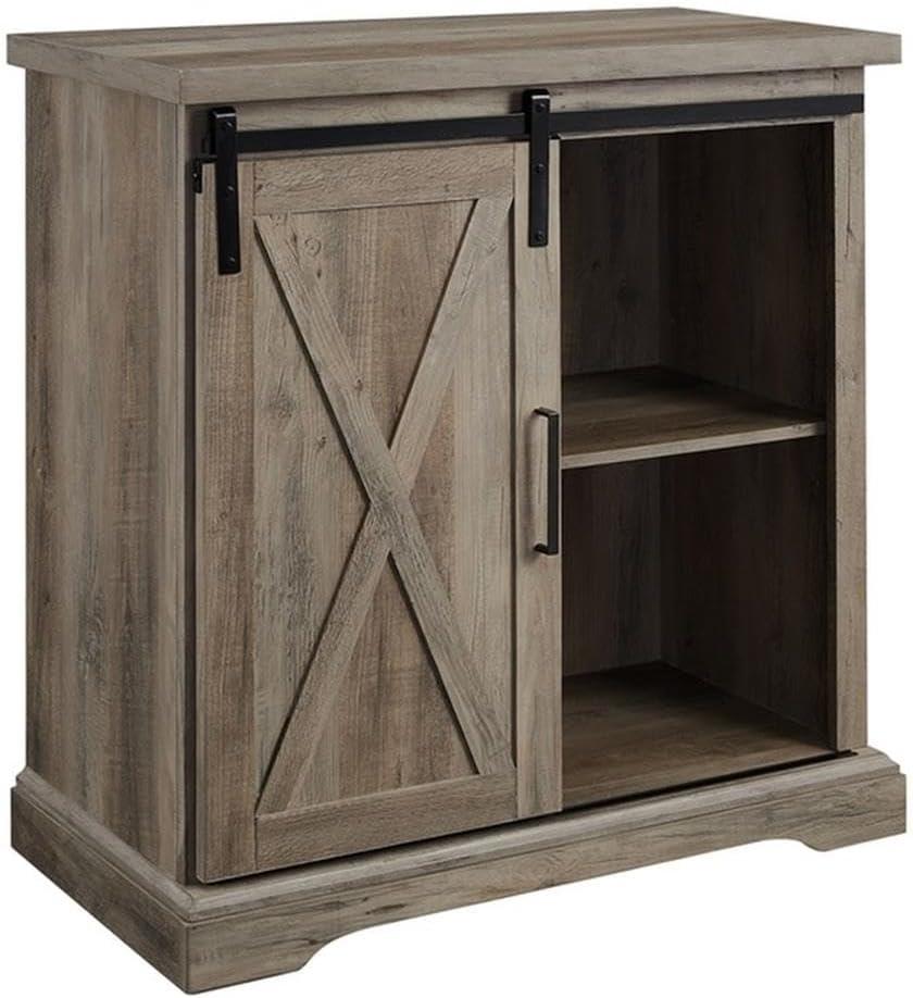 Walker Edison Sliding Barn Door Accent Cabinet, Grey Wash