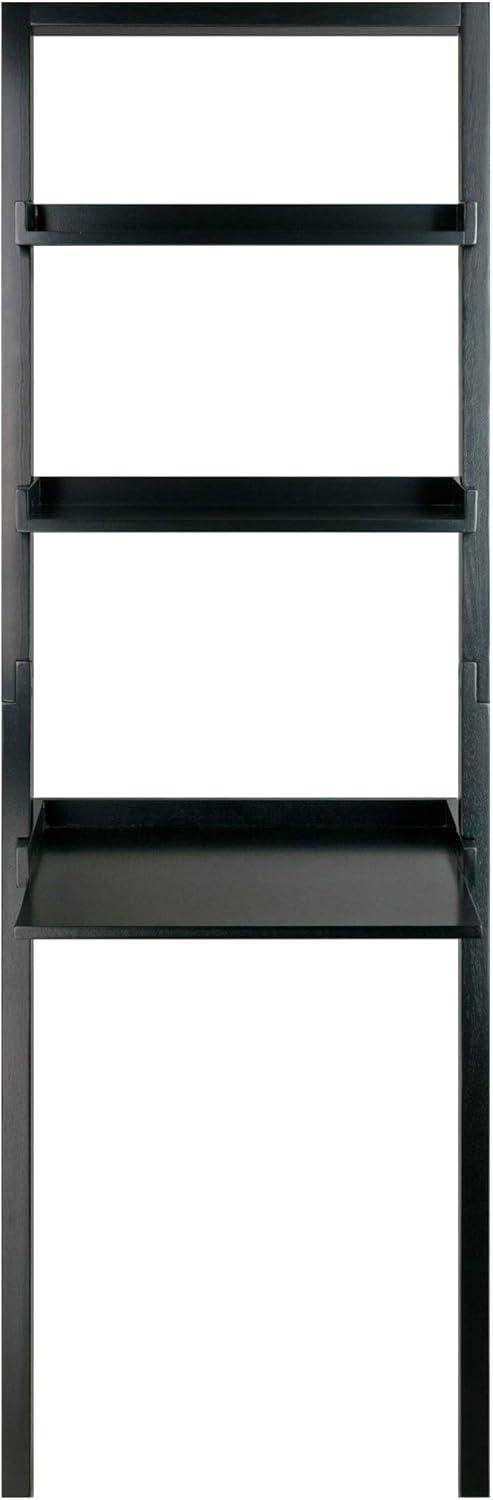 69.36" Bellamy Leaning Desk with 2 Shelves Black - Winsome: Traditional Style, Spot Clean, No Storage
