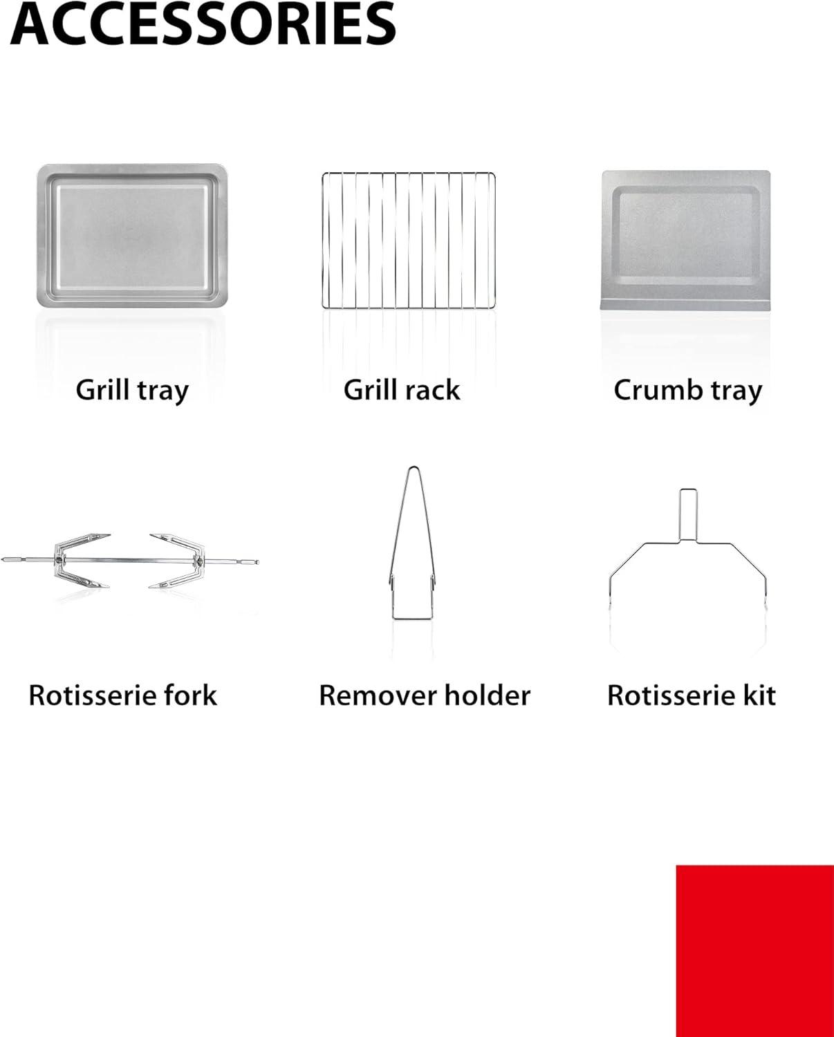 TOSHIBA Hot Convection Toaster Oven, Extra Large 34QT/32L, 9-in-1 Cooking Functions, Crispy Roast, Dehydrate, Rotisserie, 6 Accessories Included, 1650W, Black Stainless Steel