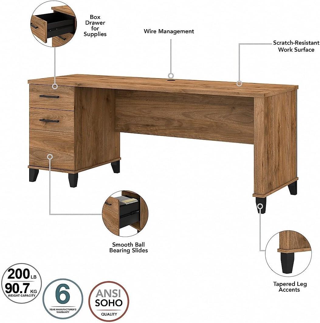 Bush Furniture Somerset 72W 3 Position Sit Stand L Shaped Desk with Hutch