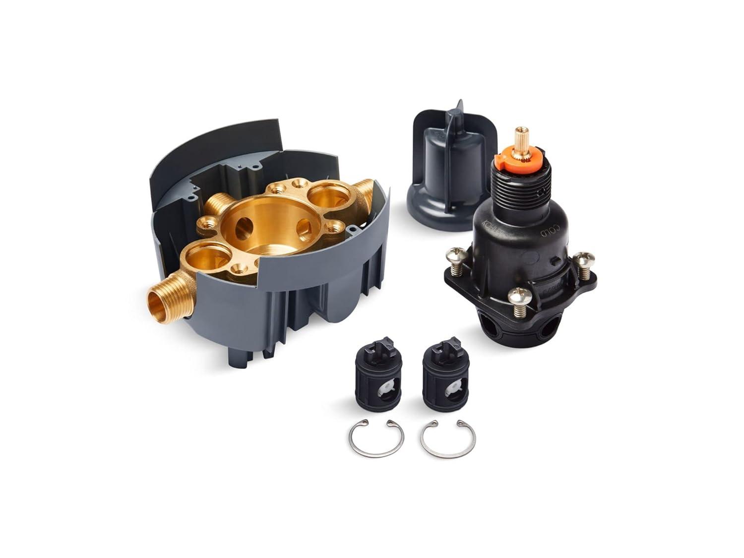 Brass Pressure-Balancing Tub & Shower Valve Kit with Service Stops