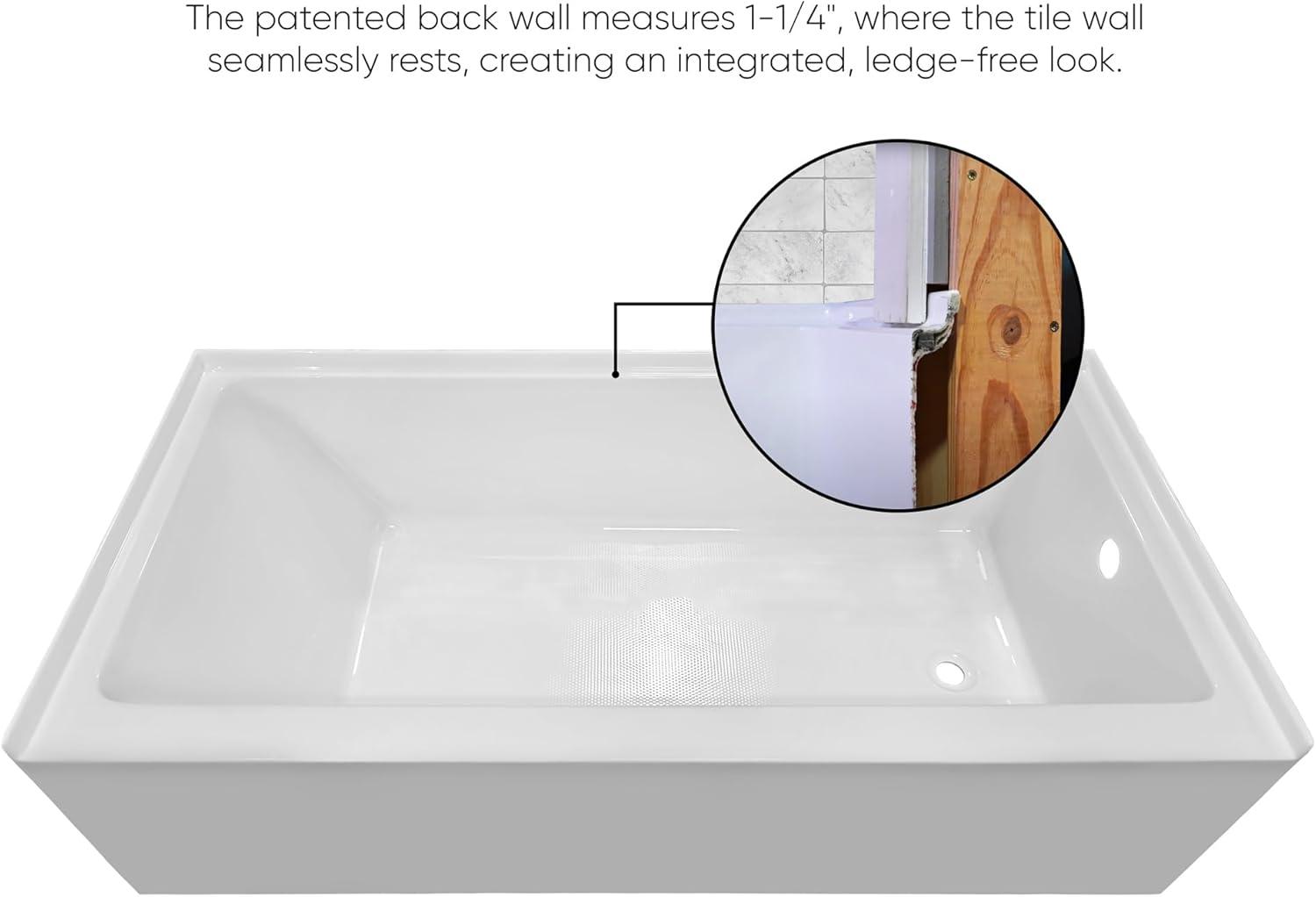 Whitehaus Collection WHAB6030-R-WH Whitehaus Collection 60" x 30" Alcove Soaking Bathtubs With Drain Hole Options