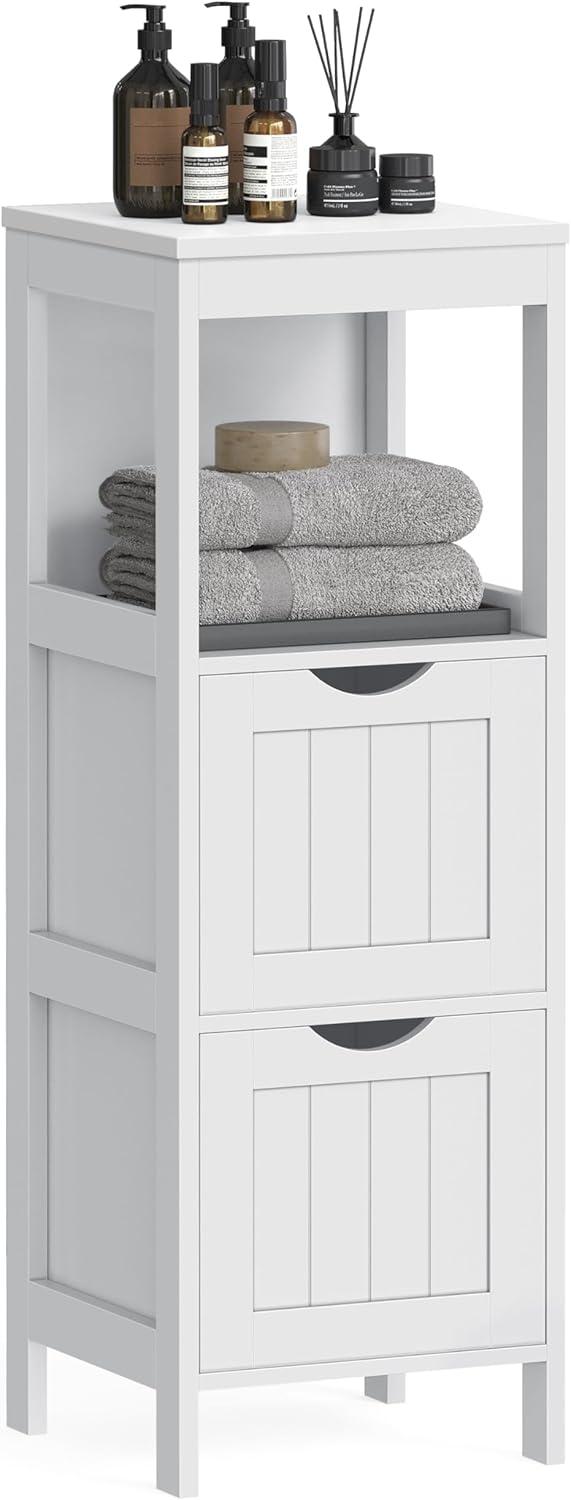 VASAGLE Bathroom Floor Cabinet, Bathroom Storage Organizer Rack Stand, Multifunctional Corner Unit, 2 Drawers, 35 Inches in Height