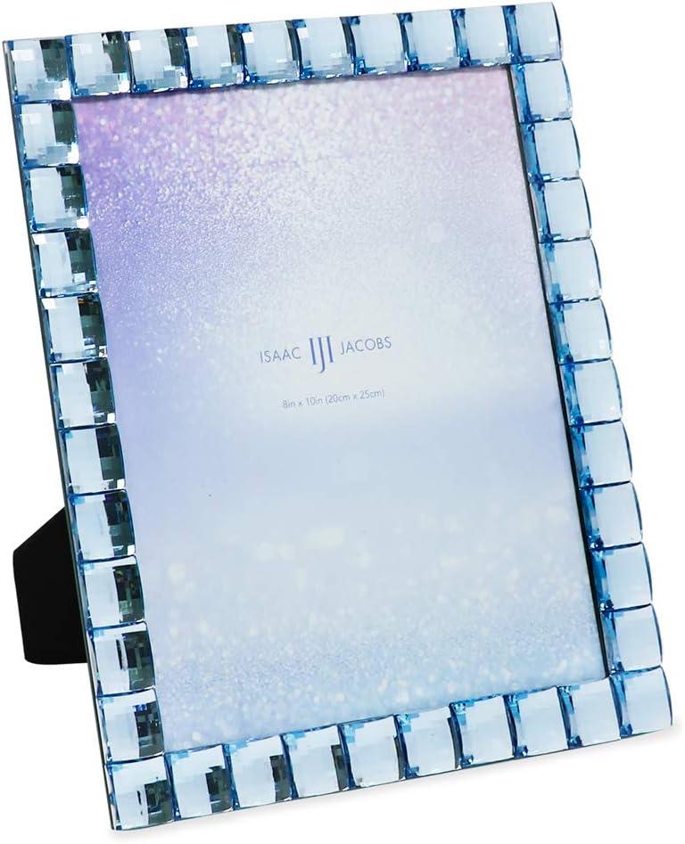 Isaac Jacobs Decorative Sparkling Light Blue Jewel Picture Frame, Photo Display & Home Décor 8x10