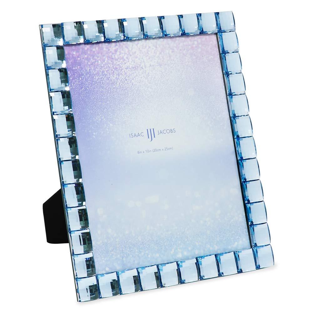 Isaac Jacobs Decorative Sparkling Light Blue Jewel Picture Frame, Photo Display & Home Décor 8x10