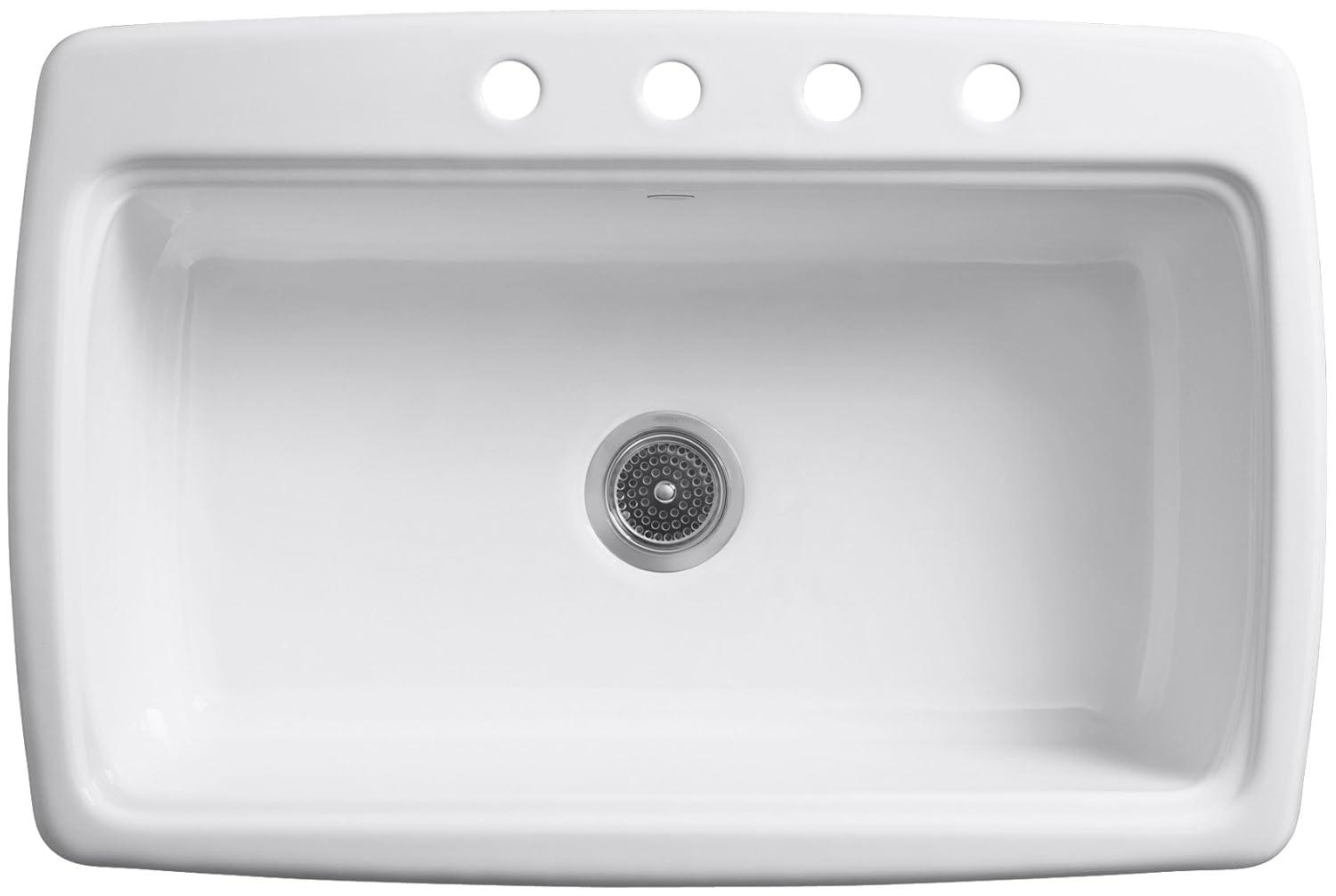 Kohler Cape Dory® 33" L x 22" W x 9-5/8" Top-Mount Single-Bowl Kitchen Sink K-5863-4-96