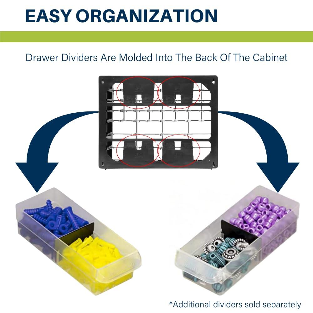 Akro-Mils 64 Drawer Plastic Cabinet Storage Organizer with Drawers for Hardware, Small Parts, Craft Supplies, Black