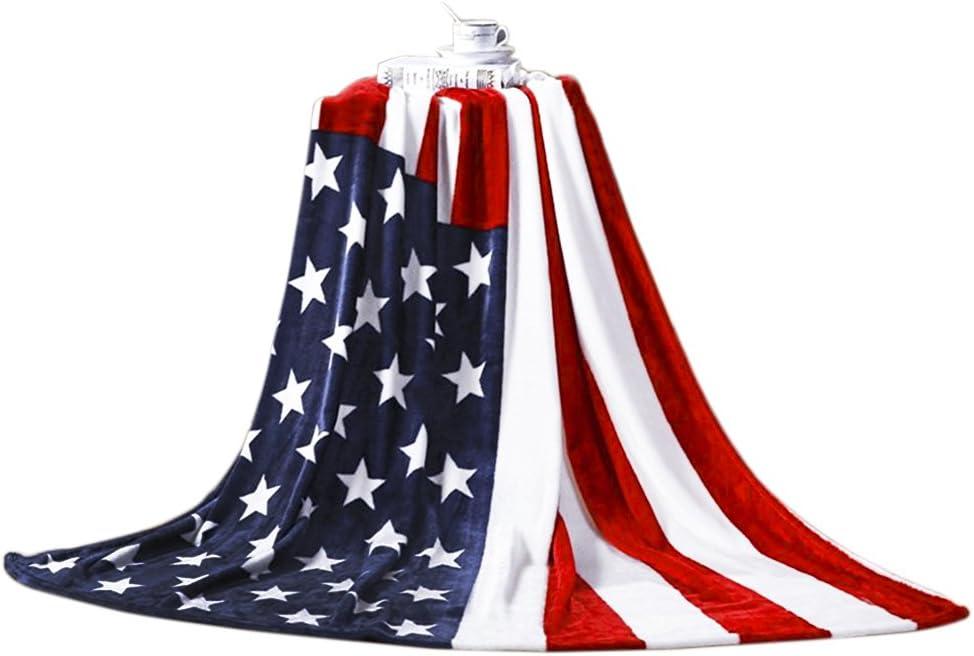 59"x79" American Flag Bed Sofa Blanket Couch Cover Luxury Super Soft Flannel Warm Plush Fleece Bed Throw Quilt Blanket Bedspread for Bed Couch Sofa Car Travel Bedding Blankets Machine Washable