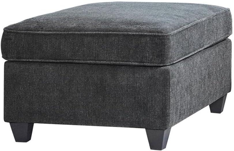 McCord Dark Gray Chenille Upholstered Ottoman with Tapered Legs