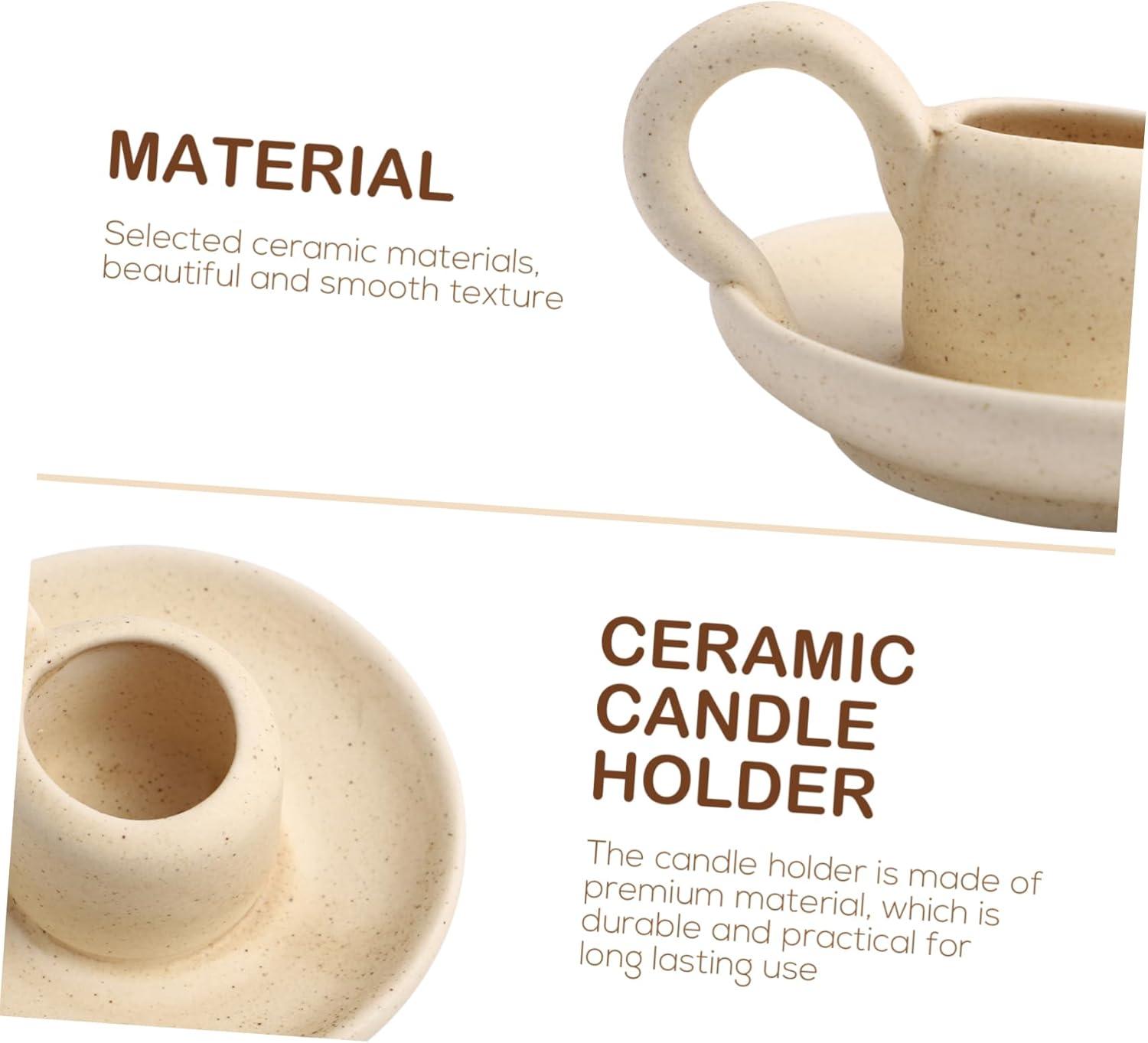 2Pcs Ceramic Candlestick Nordic Style Candleholder Desktop Candle Stand