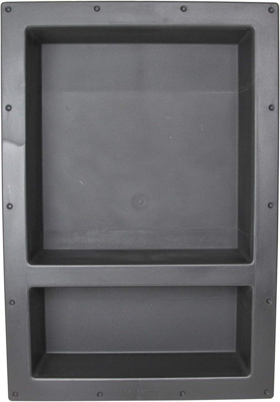 Black ABS Double Shelf Recessed Shower Niche 25" x 17"