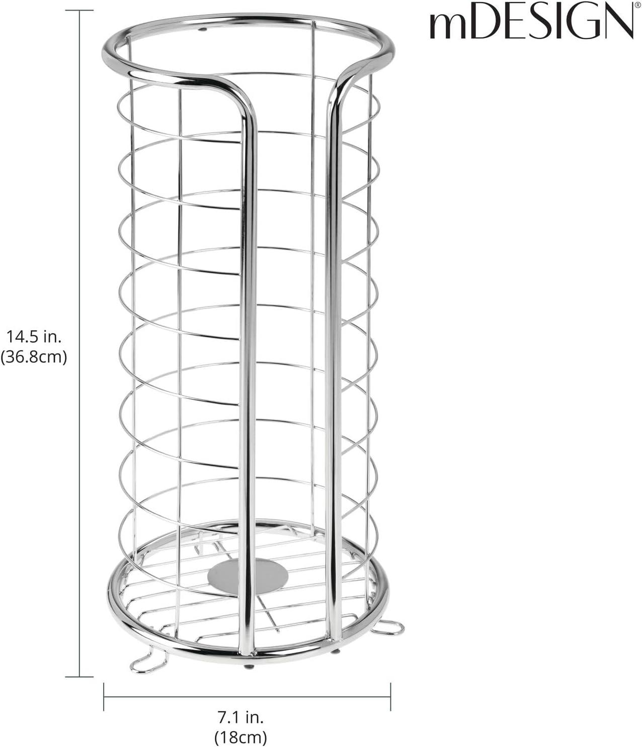 mDesign Metal Toilet Paper Holder Stand, Freestanding 3 Roll Reserve