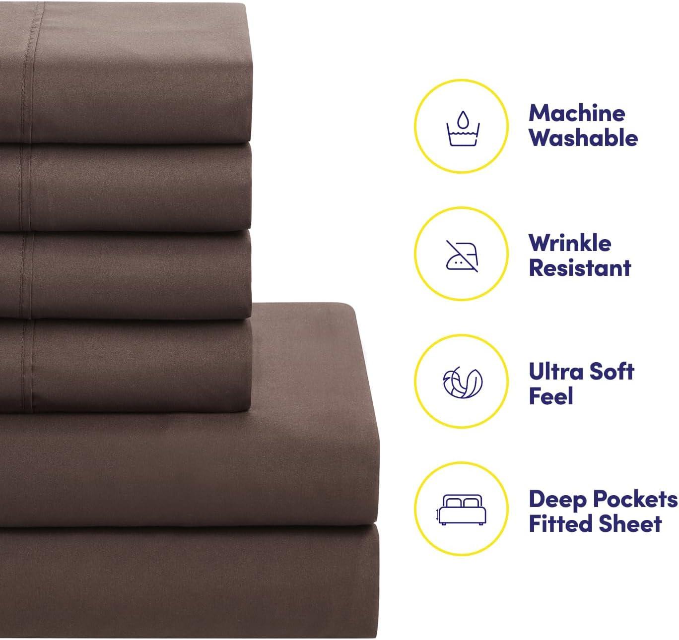 Sweet Home Collection All Season Bed-in-A-Bag 5pc/7pc Solid Color Comforter & Sheet Set Ultra Soft Bedding by Sweet Home Collection