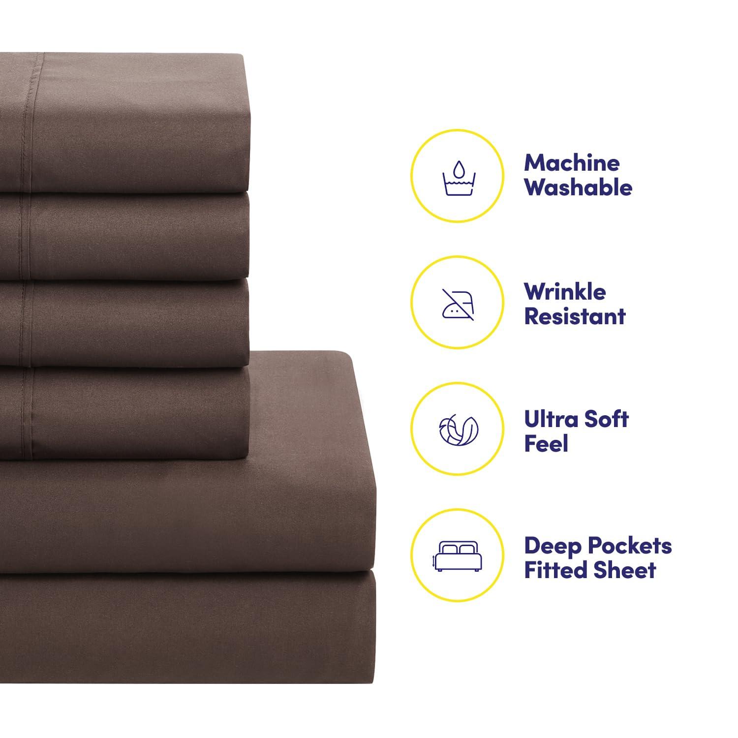 Sweet Home Collection All Season Bed-in-A-Bag 5pc/7pc Solid Color Comforter & Sheet Set Ultra Soft Bedding by Sweet Home Collection