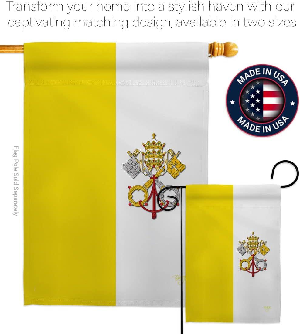 Breeze Decor 08106 Vatican City 2-Sided Vertical Impression House Flag - 28 x 40 in.