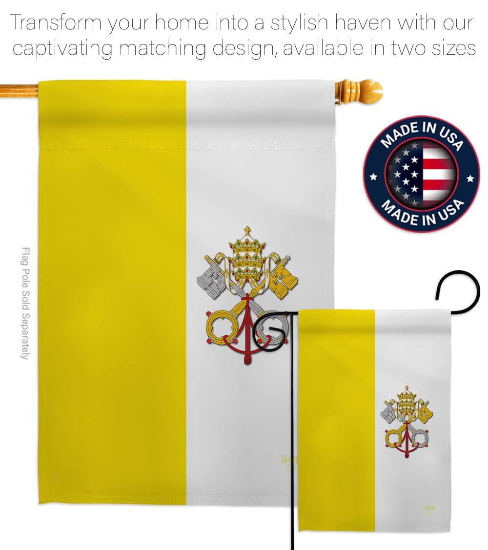 Breeze Decor 08106 Vatican City 2-Sided Vertical Impression House Flag - 28 x 40 in.