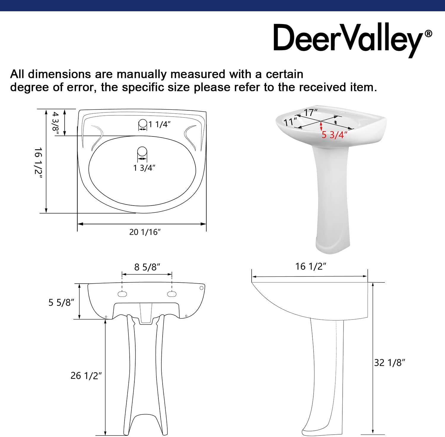 Ally 32" Tall White U-Shaped Vitreous China Pedestal Bathroom Sink with Overflow