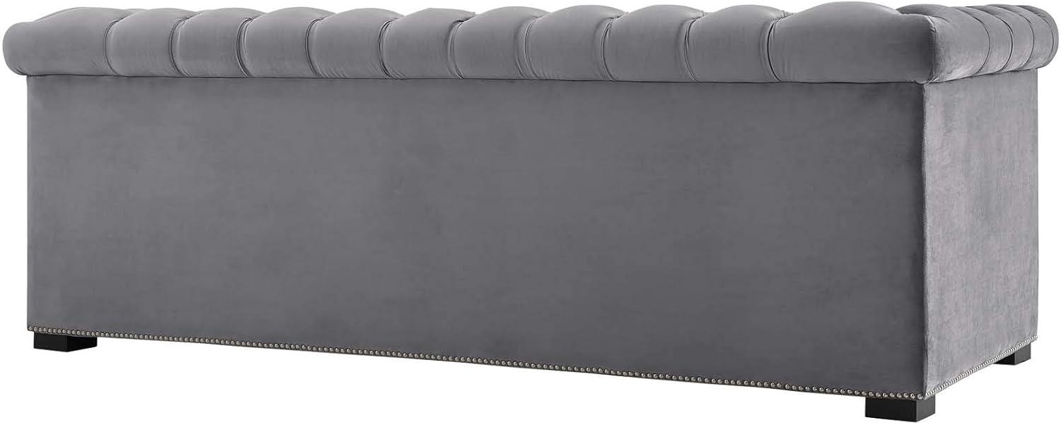 Modway Heritage Tufted Performance Velvet Sofa in Gray & Black