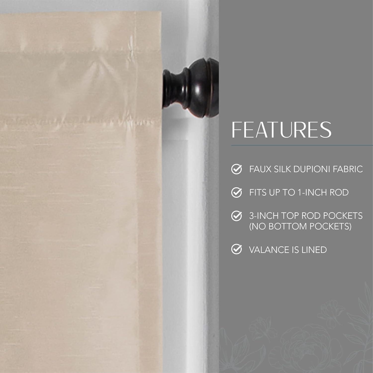 Colette Taupe Faux Silk Scalloped Window Valance