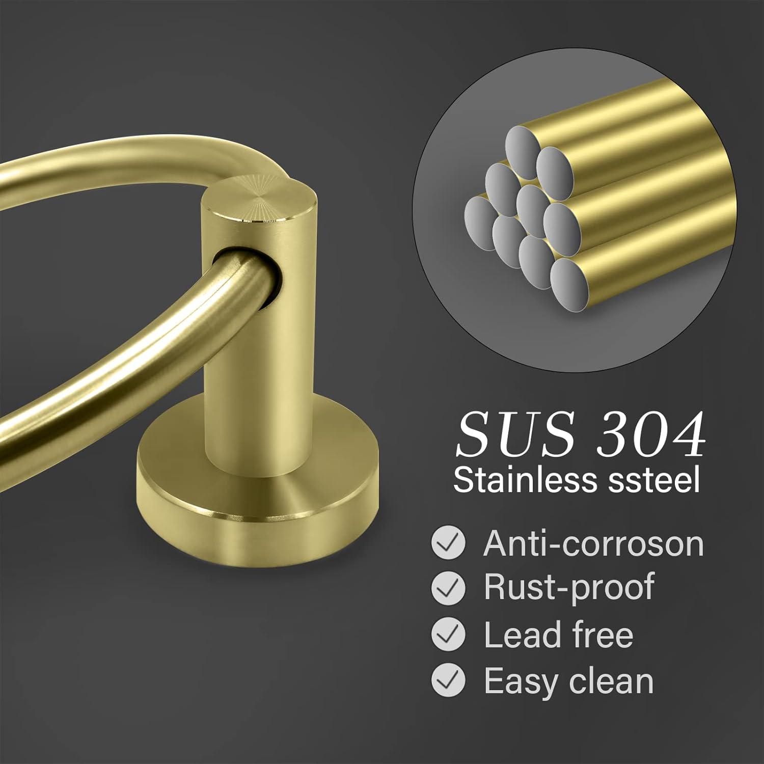 ¡Vuelta a la Escuela! Toallero de Baño, Barras para Toallas de Baño, Estante para Toallas, Organizador de Toallas de Baño Montado en la Pared, Anillo de Toalla de Mano, Toalla de Baño Redonda, Toalla de Montaje en Pared de Acero Inoxidable 304 para Cocina y Baño