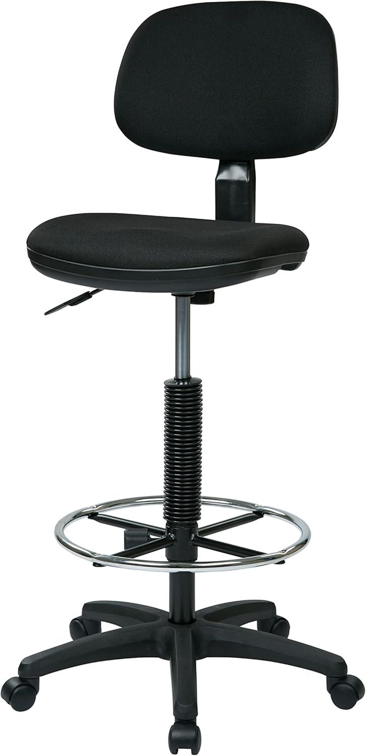 Ergonomic Black Nylon Drafting Chair with Adjustable Footrest