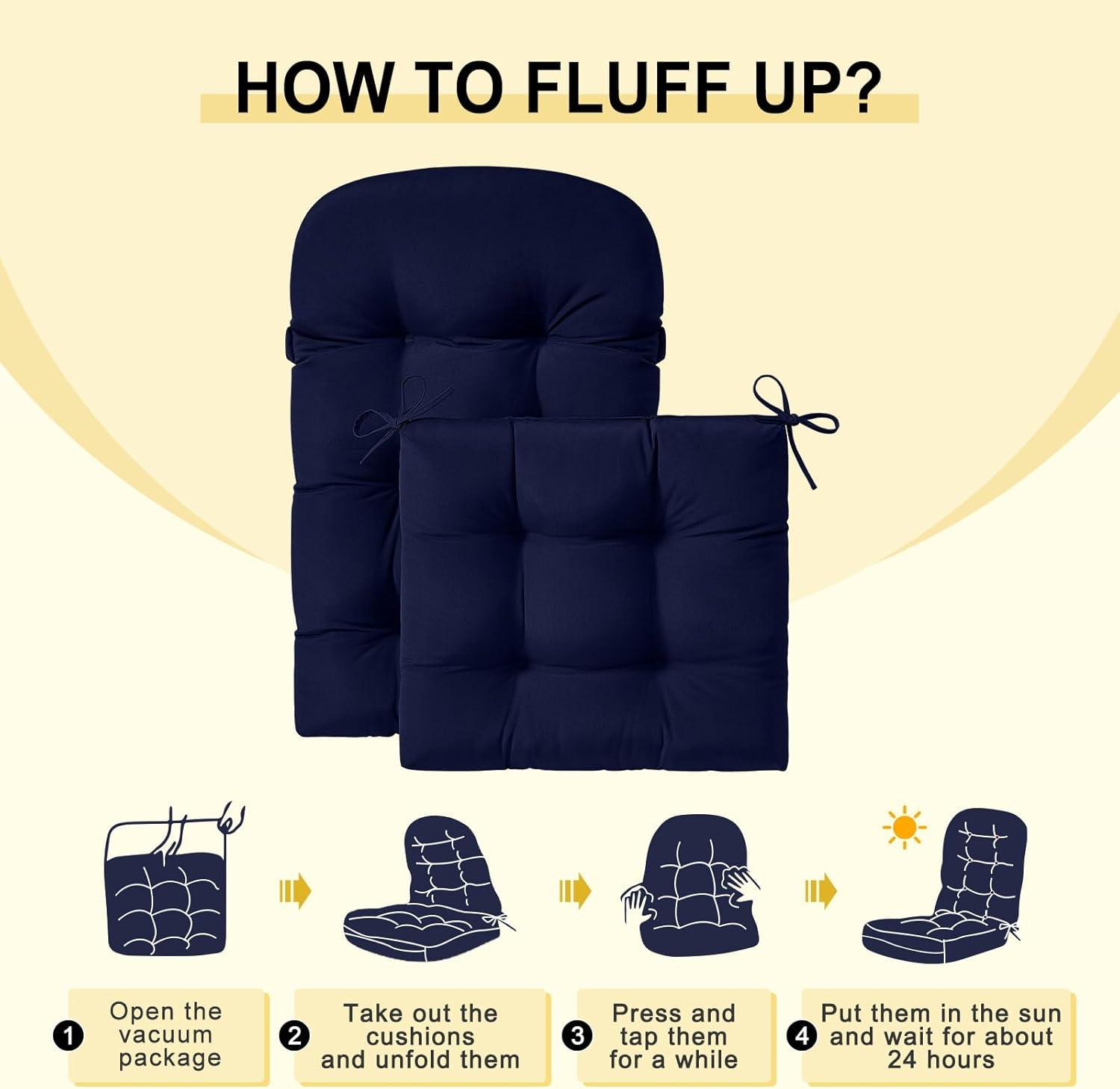 Crestlive Products Adirondack Style Patio Outdoor Chair Cushion for Adirondack Chair or Lounge Rocking Chair - See picture 2-Piece Set, Navy Blue