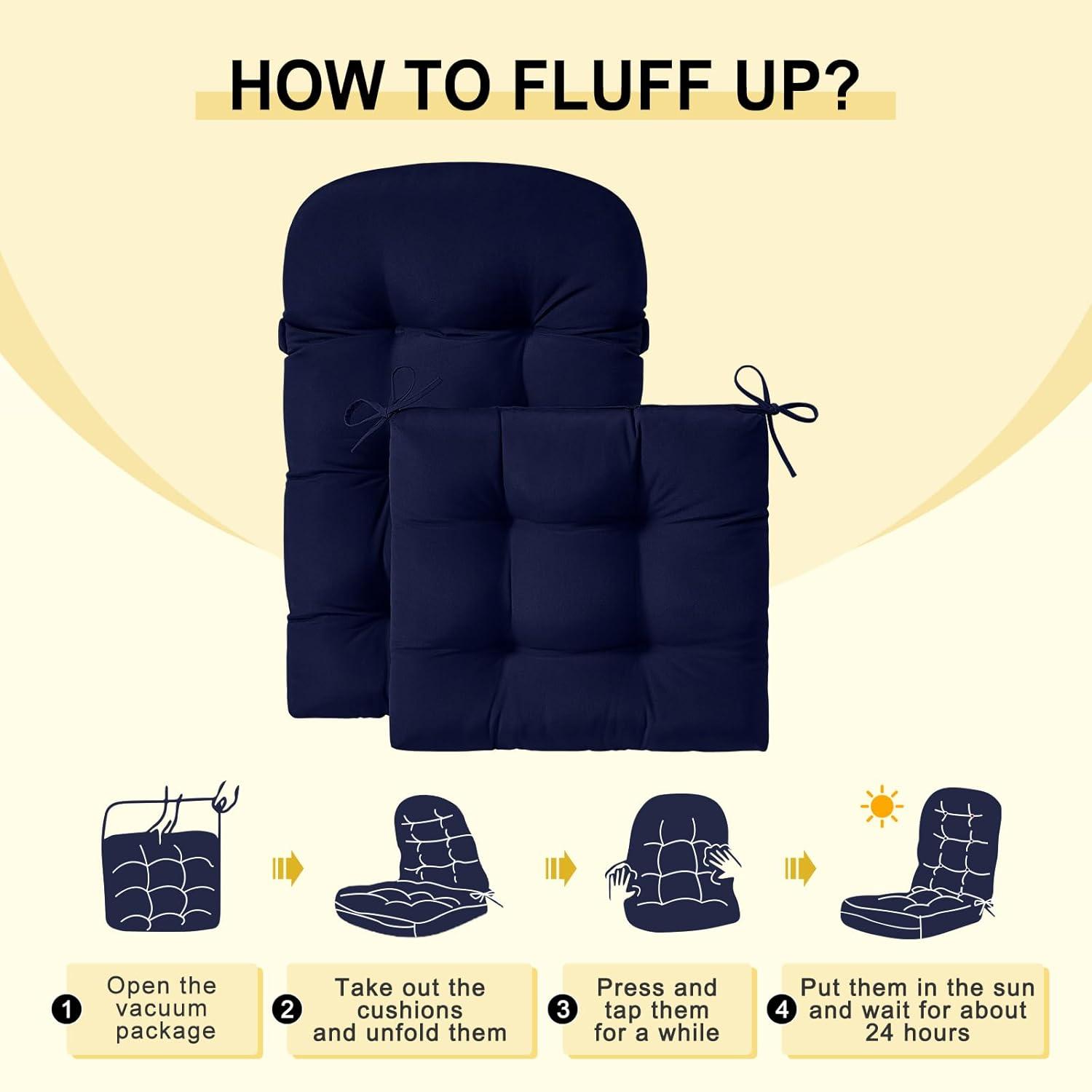 Crestlive Products Adirondack Style Patio Outdoor Chair Cushion for Adirondack Chair or Lounge Rocking Chair - See picture 2-Piece Set, Navy Blue