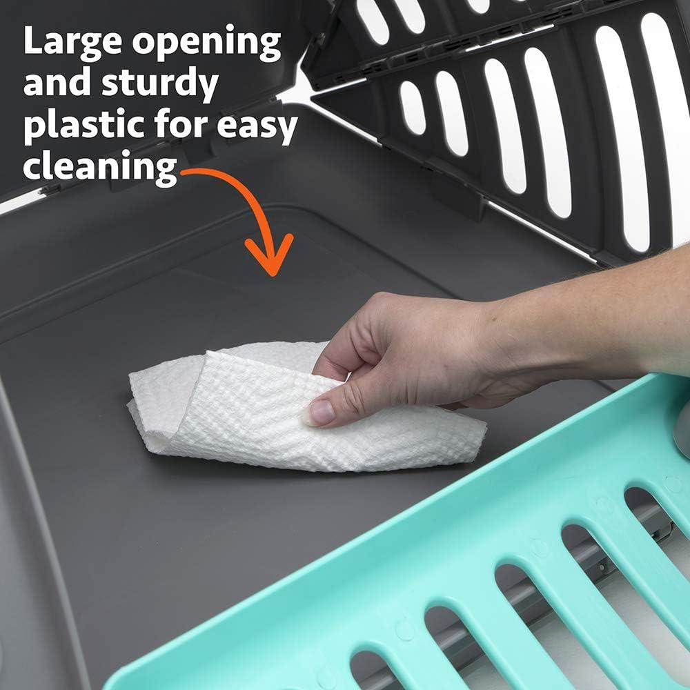 Sport Pet Designs, Foldable Plastic Travel Cat Carrier, Waterproof Bed included, 35 lb Limit, Gray