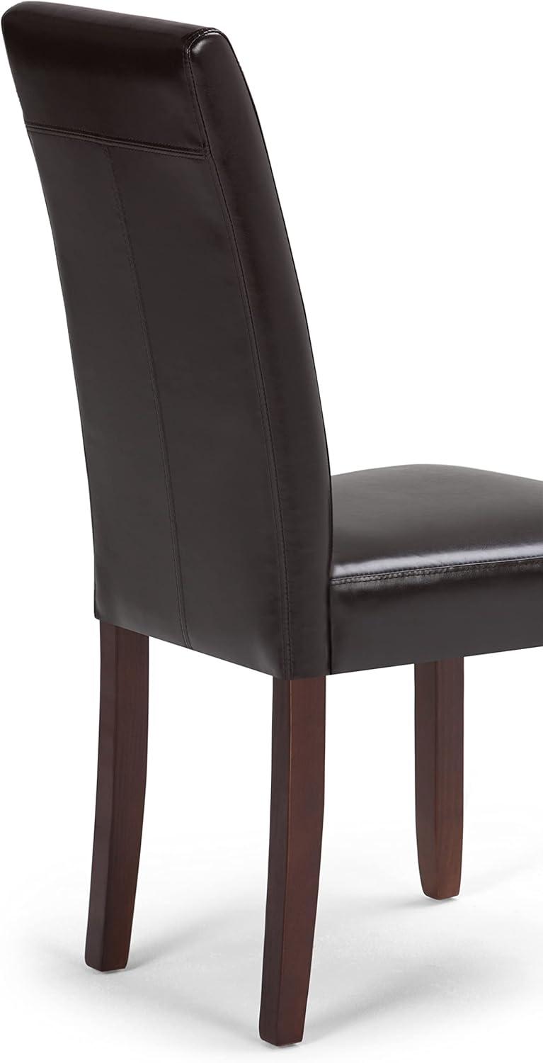 Acadian Transitional Parson Dining Chair (Set of 2) in Tanners Brown Faux Leather