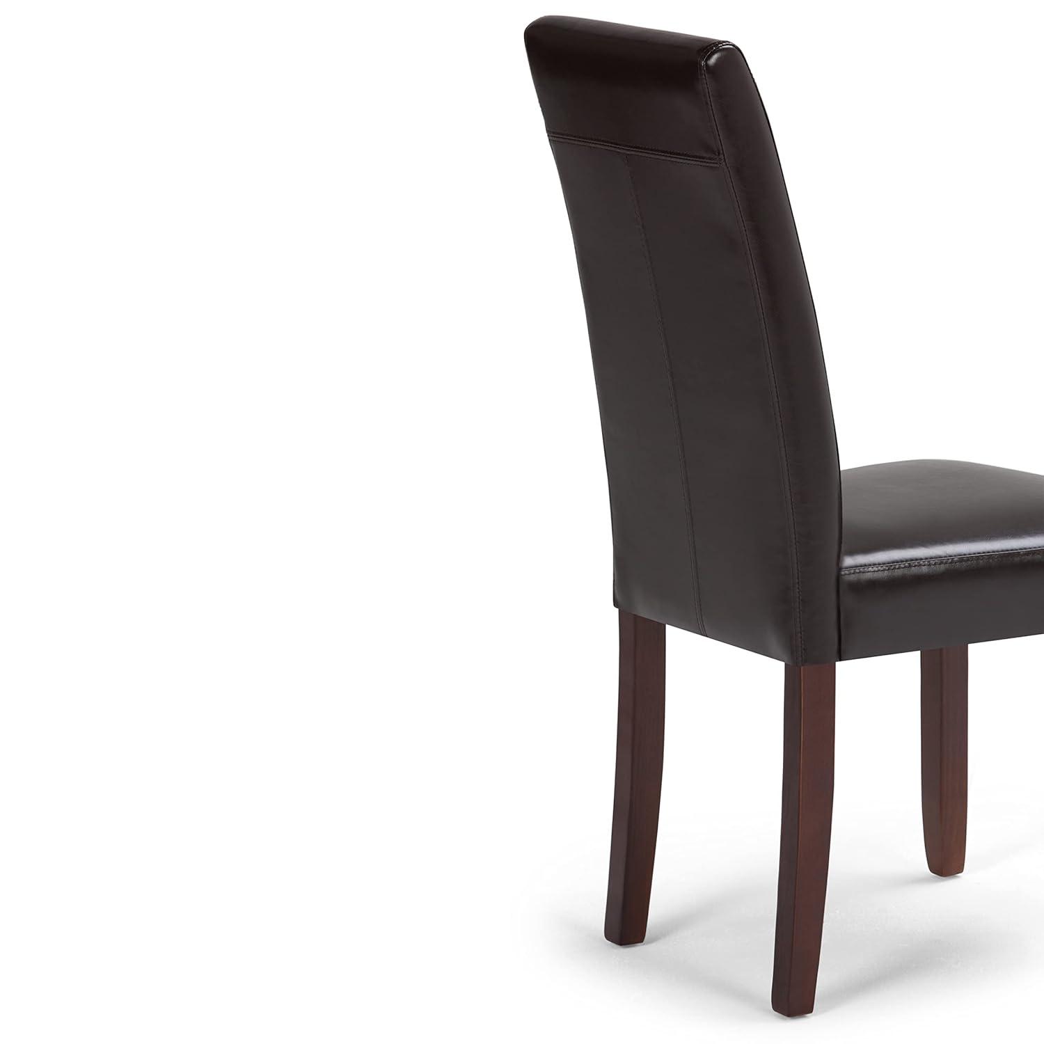 Simpli Home Acadian Andover Upholstered Parson Dining Chair with Tufted Backrest and Solid Wood Frame (Set of 2)