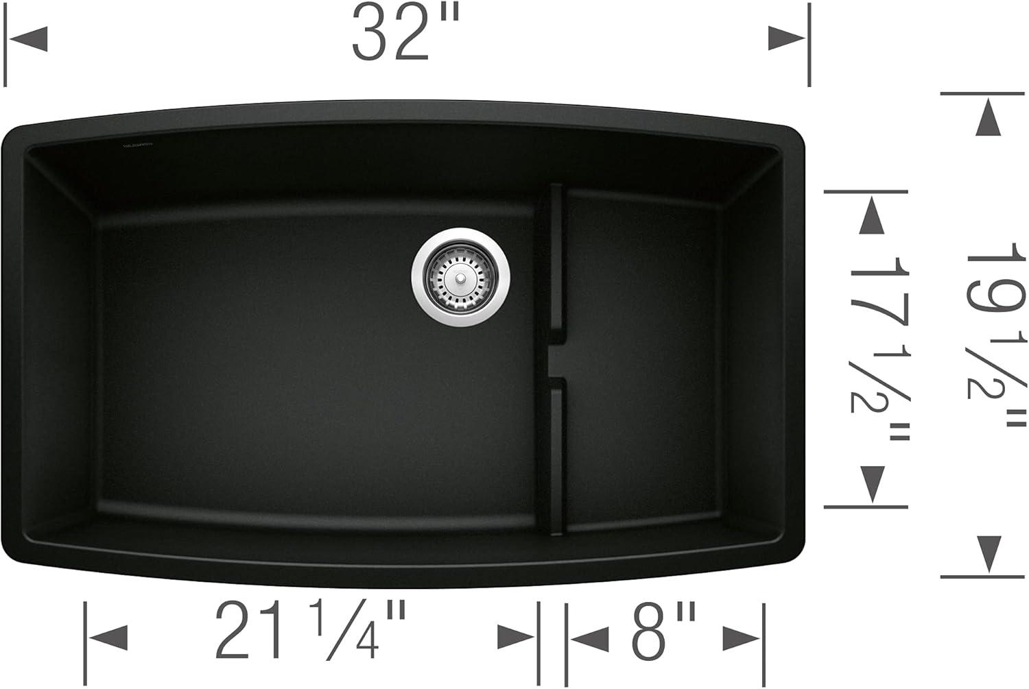 Performa Cascade SILGRANIT 32" L X 20'' W Single Bowl Undermount Kitchen Sink with Colander
