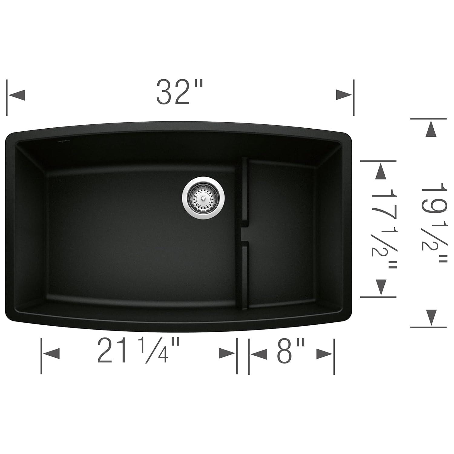 Performa Cascade SILGRANIT 32" L X 20'' W Single Bowl Undermount Kitchen Sink with Colander