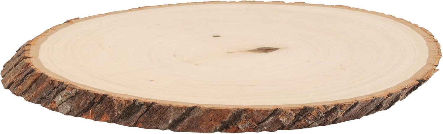 Natural Basswood Round Craft Plaque with Bark Edge