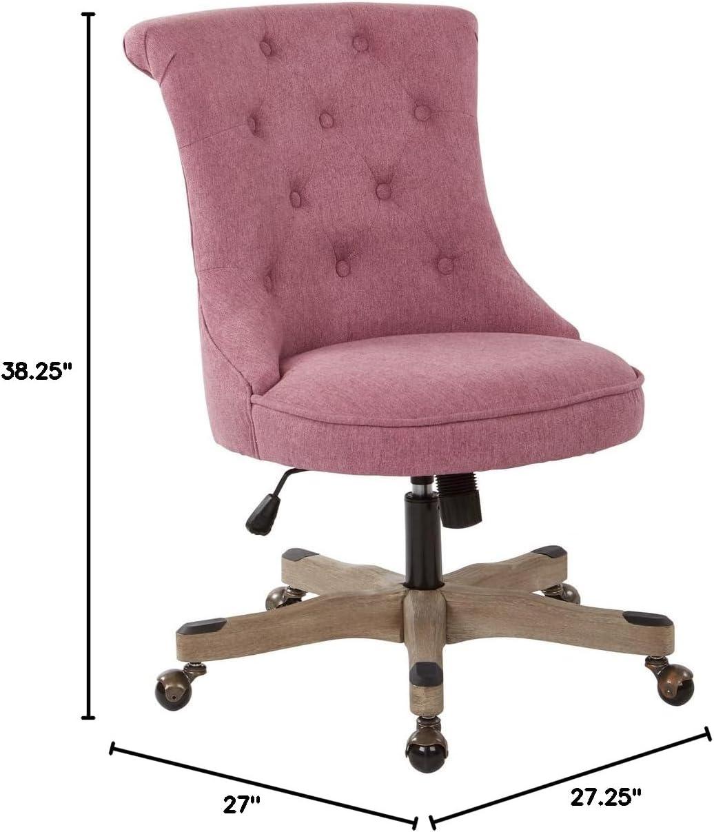 Hannah Tufted Office Chair in Orchid Purple Fabric with Gray Wood Base