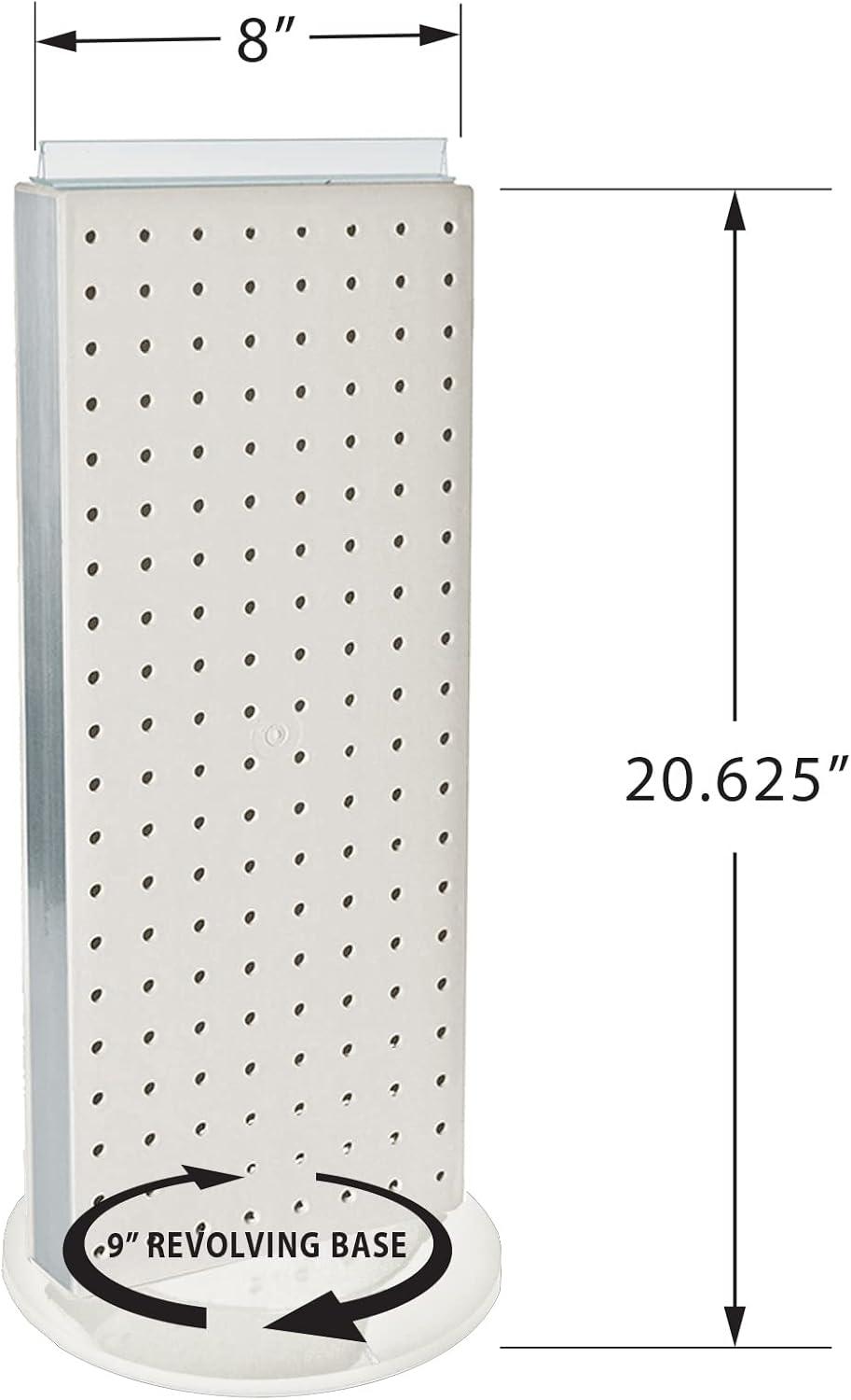 Azar Displays 700508-WHT White Revolving 8"W x 20.625"H Pegboard Counter Display