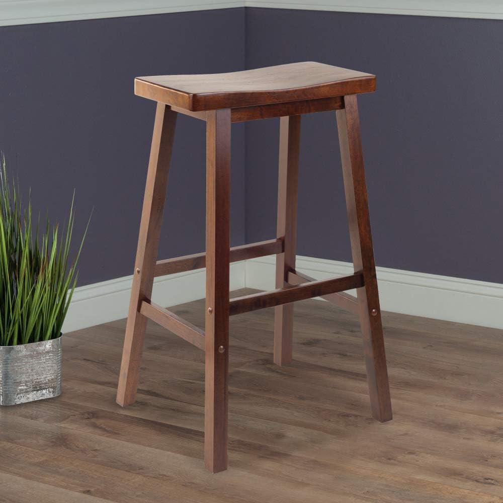 Walnut 29" Backless Saddle Wood Bar Stool