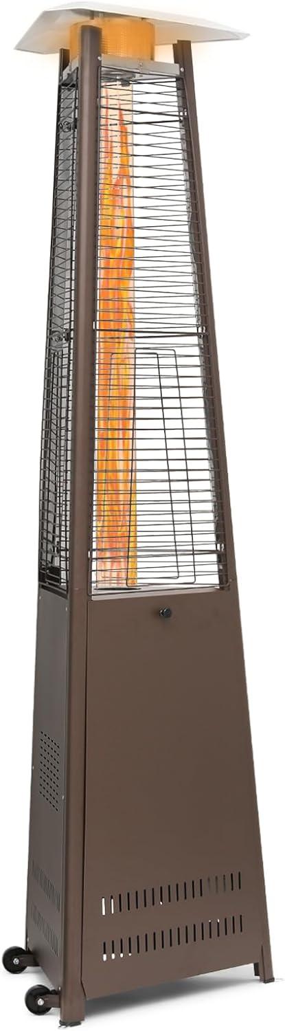 MoNiBloom Propane Patio Heater 42,000 BTU Pyramid Outdoor Freestanding Space Heater with Wheels for Patio Backyard Garden, Coffee