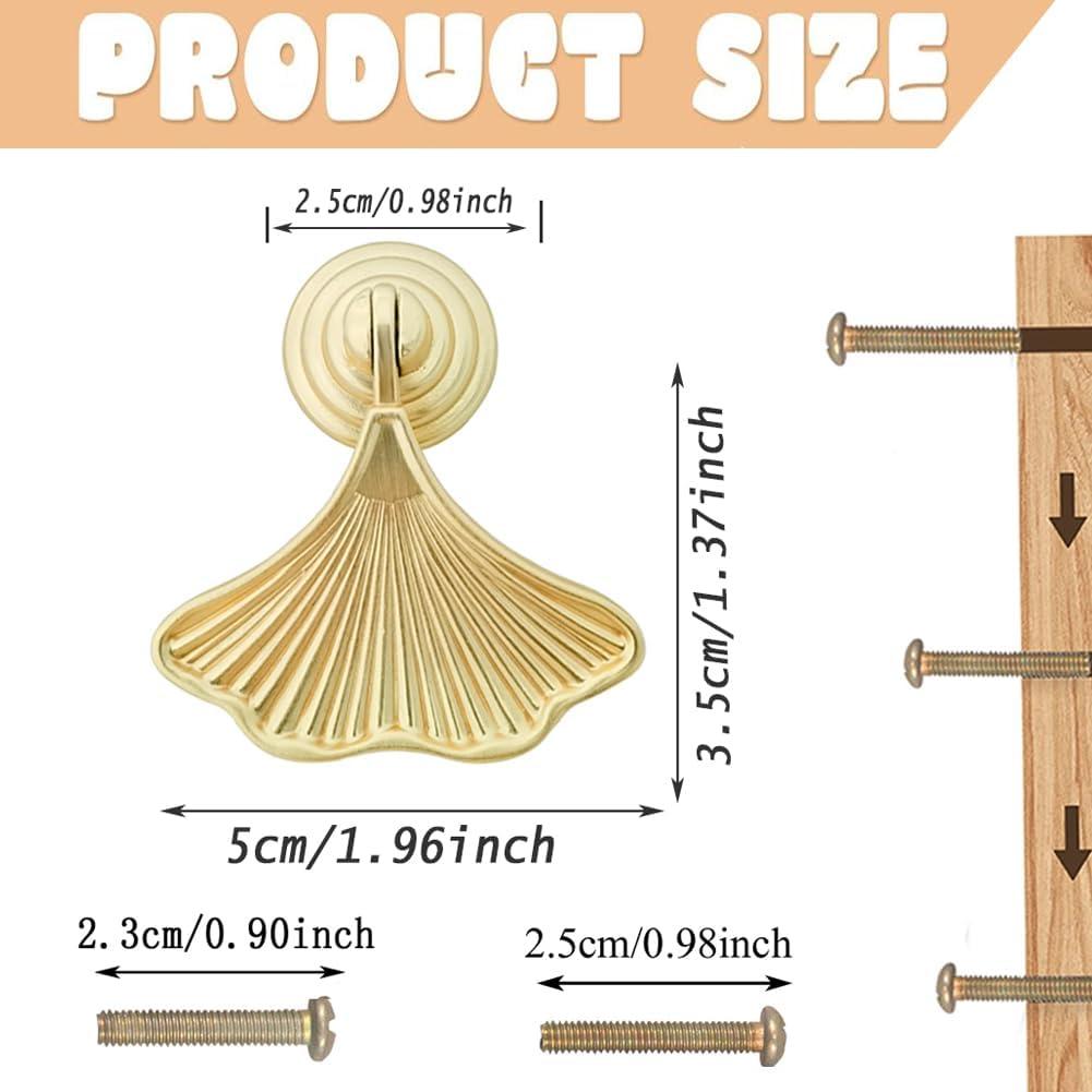 4 Pcs Decorative Golden Leaf Shape Knob Door Handle Cabinet Drawer Cupboard Pull Dresser Single Hole Knobs Handles for Kitchen Furniture Cabinet Wardrobe Cupboard