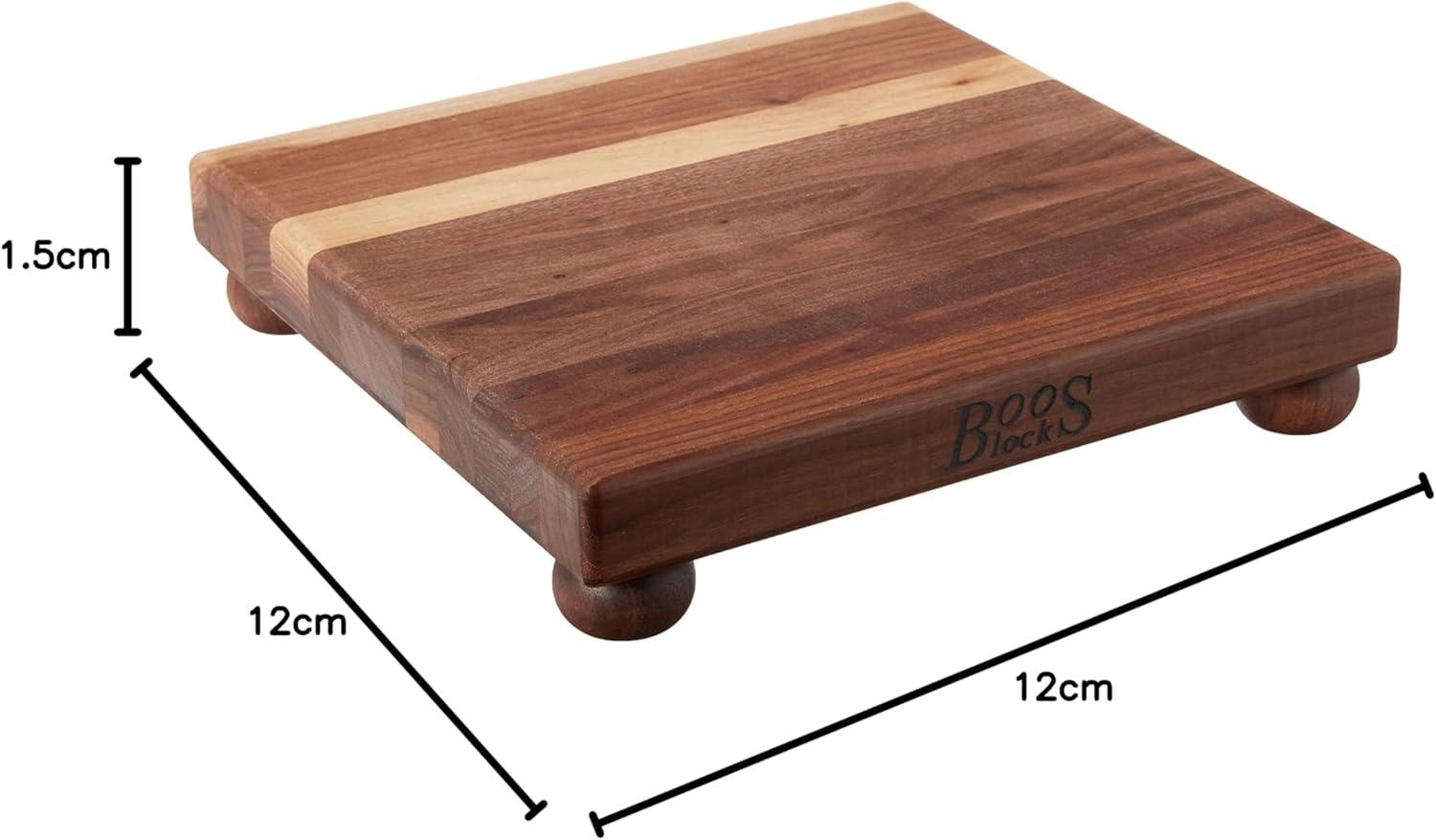 John Boos Gift 1.5" Edge Grain Walnut 12" Square Cutting Board with Wood Feet