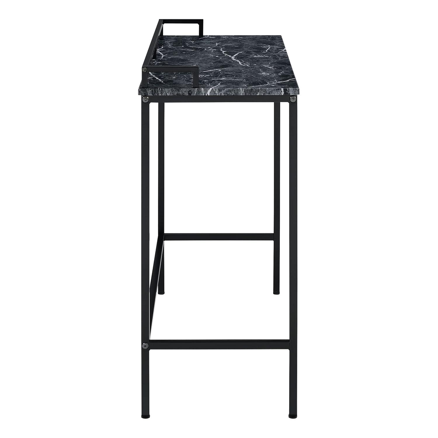 Brighton Console Table in Black Marble Engineered Wood Top and Black Frame