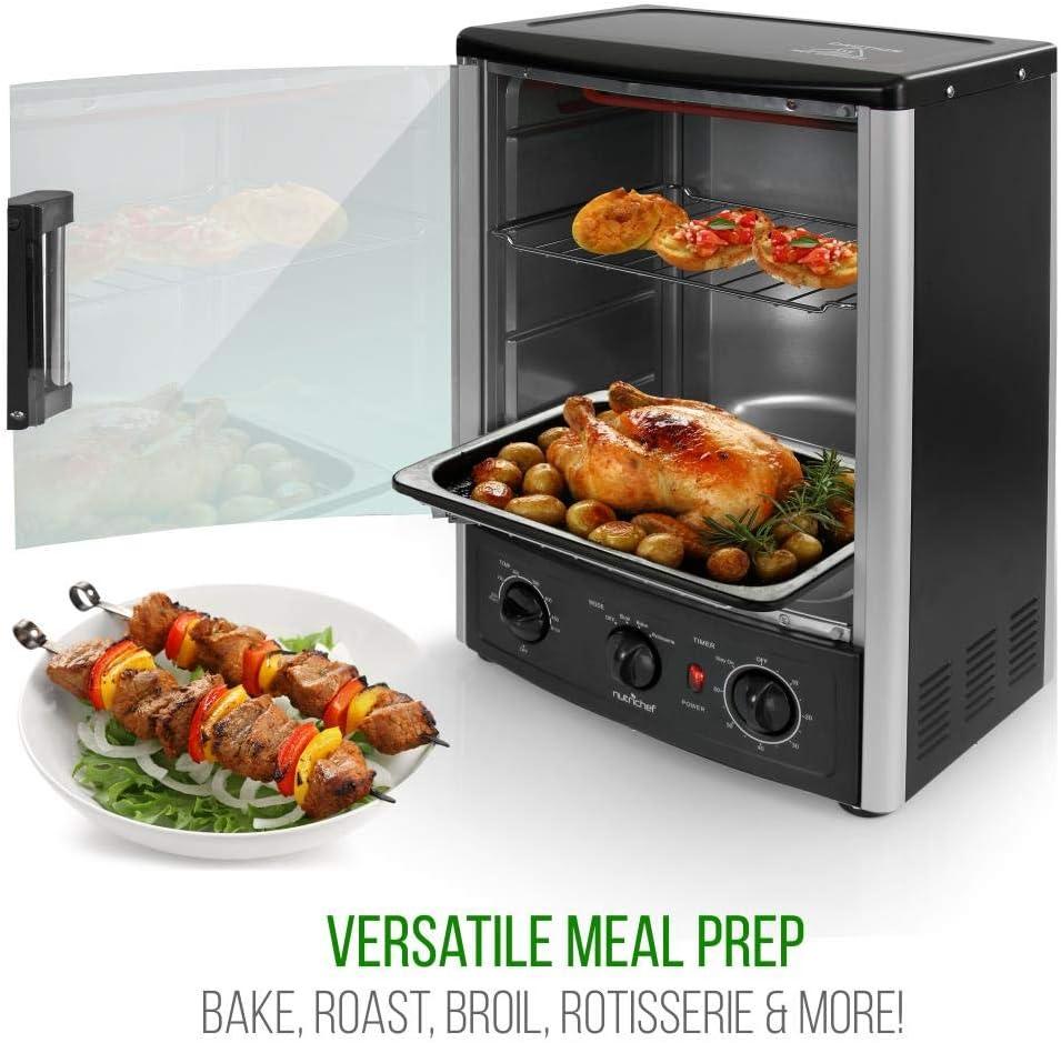 NutriChef Multi-Function Vertical Rotisserie Oven with Bake, Roast, and Kebob Racks - 24+ Quarts, 1500W (AZPKRT97)