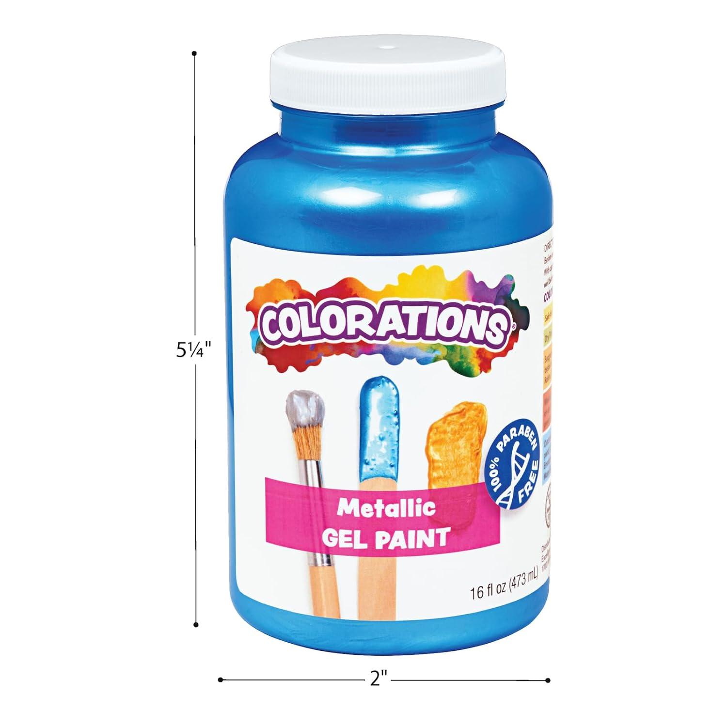 Colorations Paraben-Free Metallic Gel Paint, Silver - 16 oz.