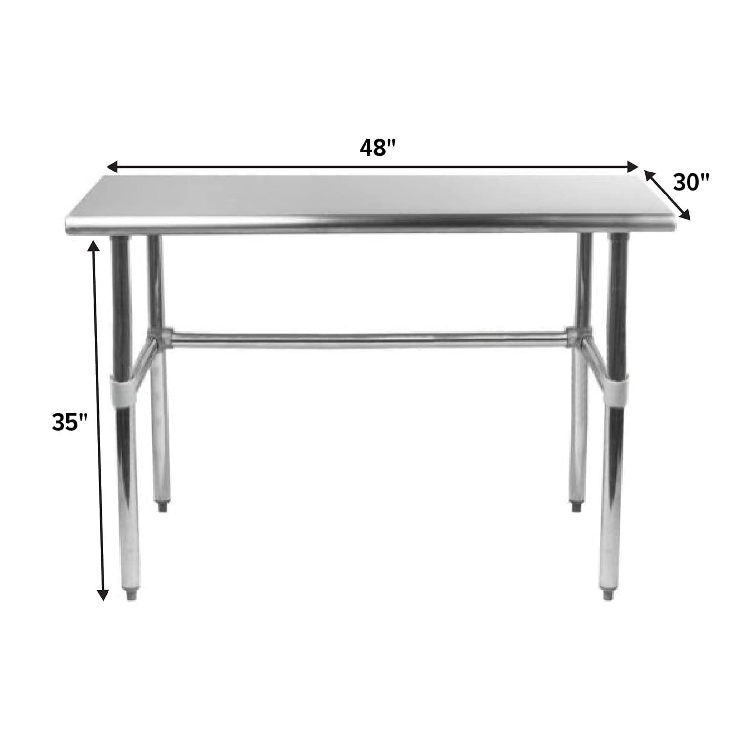 48" Stainless Steel Work Table with Galvanized Legs