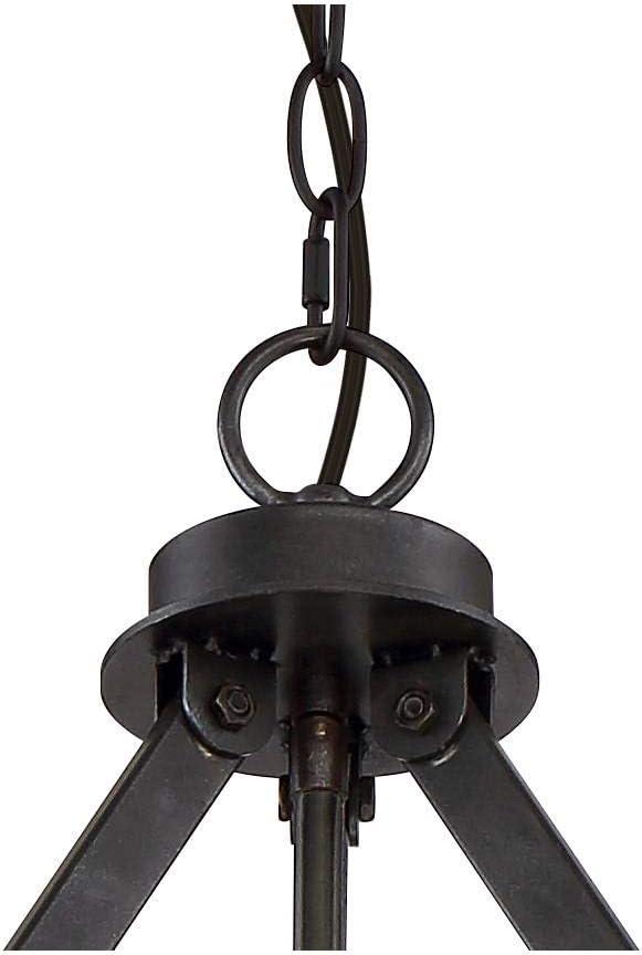 Franklin Iron Works Gorham Iron Gray Pendant Chandelier 16" Wide Industrial Rustic Clear Seeded Glass 4-Light Fixture for Dining Room Kitchen Island