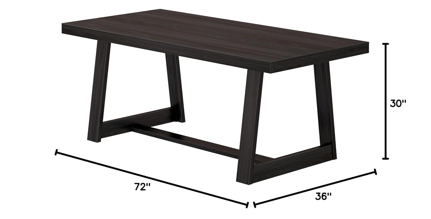 Plank+Beam Farmhouse 72" Dining Table, Solid Wood Rectangular Kitchen Table for 6 People