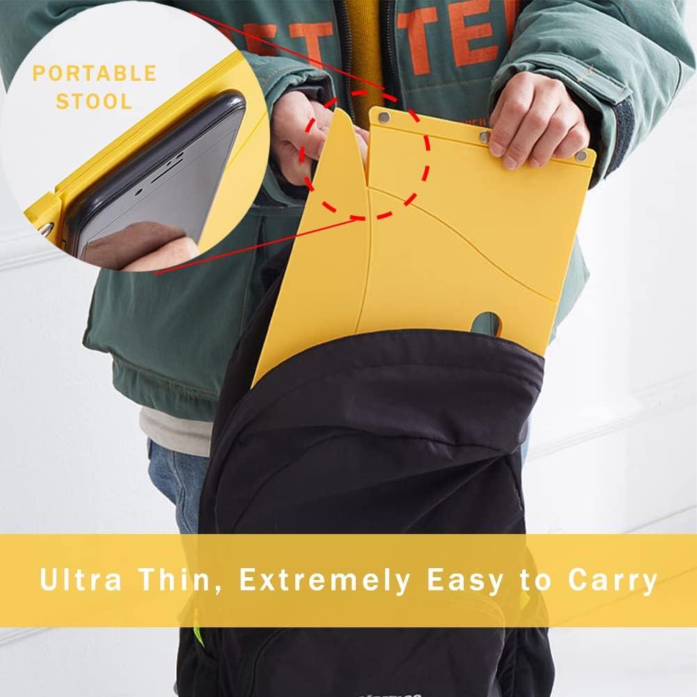 Foldable Portable Outdoor Stool, Thickness of 0.5 in, Quick Opens for Camping Hiking Picnic Fishing Subway, Lightweight Mini Folding Travel Potty Stool, Footrest for Air Travel Red